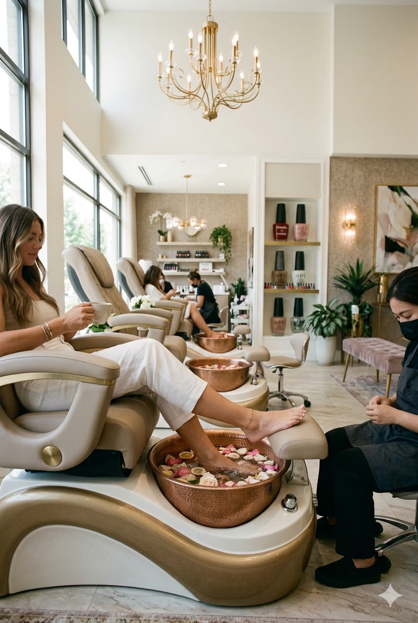 Pedicure soak at Angel's Nails Cape Coral