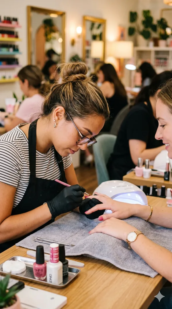 Nail technician at work at Angel's Nails Cape Coral
